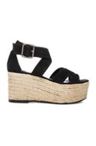 Elysewalker Los Angeles Ibiza Sport Suede Platform Espadrilles In Black