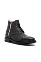 Thom Browne Side Zip Cap Toe Leather Boots In Black