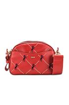 Chloe Mini Signature Embroidered Leather Bag In Earthy Red