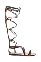 Valentino Rockstud Leather Gladiator Sandals In Black