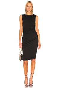 Enza Costa Side Ruched Muscle Midi Dress In Black