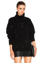 Mugler Cable Knit Piercings Sweater In Black