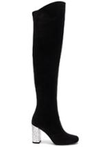 Saint Laurent Bb Suede & Glitter Boots In Black
