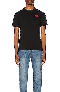 Comme Des Garcons Play Red Heart Tee In Black