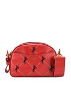 Chloe Mini Signature Embroidered Leather Belt Bag In Animal Print,metallic,red