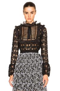 Self-portrait Balloon Sleeve Top In Black