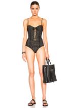 Fleur Du Mal Lacing Bullet Swimsuit In Black