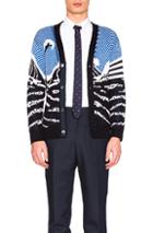 Thom Browne Surfing Scenery Cardigan In Blue