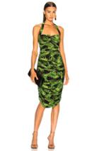 Norma Kamali Bill Dress With Rhinestones In Green,floral