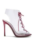 Gianvito Rossi Leather & Plexi Helmut Lace Up Booties In Red