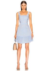 Nicholas Embroidered Stripe Dress In Abstract,blue,stripes