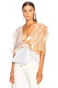 Caroline Constas Marcella Top In Neutrals,metallics