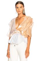 Caroline Constas Marcella Top In Neutrals,metallics