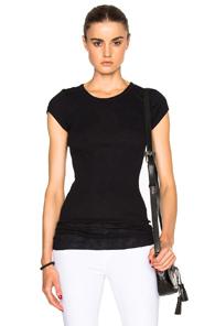 Enza Costa Rib Fitted Cap Sleeve Tee In Black