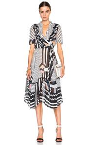 Preen By Thornton Bregazzi Samuel Dress In Stripes,black,geometric Print,white
