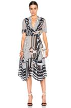Preen By Thornton Bregazzi Samuel Dress In Stripes,black,geometric Print,white