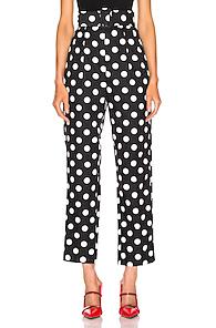 Rebecca De Ravenel High Waist Pant In Black,polka Dots