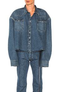 Vetements X Levis Square Denim Shirt In Blue