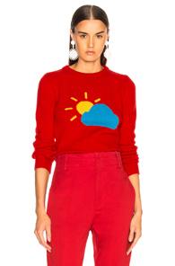 Alberta Ferretti Partly Cloudy Crewneck Sweater In Red