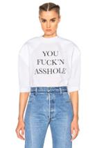 Vetements Football Shoulder Tee Shirt You Fucking Asshole In White
