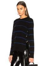 Equipment Jenny Side Button Sweater In Black,blue,stripes