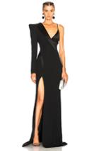 Mugler Crepe One Shoulder Wrap Gown In Black