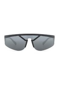 Versace Wrap Shield Sunglasses In Black