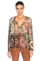 Chloe Rosace Patchwork Top In Green,geometric Print