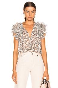 Ulla Johnson Tavi Top In Floral,pink,white