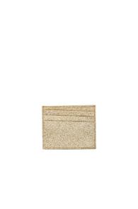Maison Margiela Glitter & Calf Leather Cardholder In Metallics