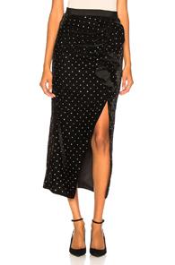 Self-portrait Velvet Diamante Ruffle Skirt In Black