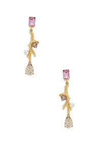 Oscar De La Renta Coral Crystal Earrings In Metallics