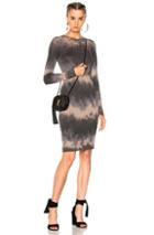 Raquel Allegra Mandarin Fitted Dress In Blue,gray,ombre & Tie Dye