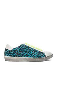 Amiri Viper Neon Leopard Low Sneaker In Animal Print,blue