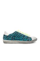 Amiri Viper Neon Leopard Low Sneaker In Animal Print,blue