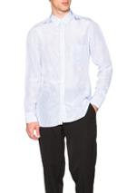Yohji Yamamoto Shoulder Gather Button Down In Blue,stripes