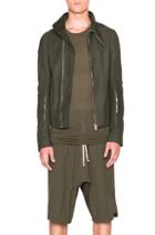 Rick Owens Mollinos Leather Biker Jacket In Green