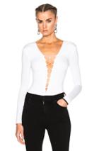 T By Alexander Wang Modal Spandex Lace Up Bodysuit In White