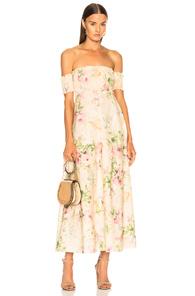 Zimmermann Iris Shirred Bodice Maxi Dress In Floral,yellow