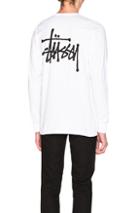 Stussy Basis Long Sleeve Tee In White