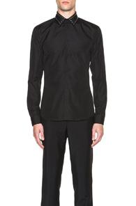 Givenchy Slim Fit Shirt With Studded Collar In Black
