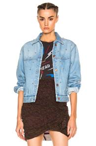 Isabel Marant Etoile Coften Fancy Studded Denim Jacket In Blue