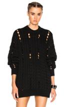 Alexander Wang Cable Knit Crewneck Sweater In Black