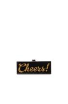 Edie Parker Flavia Cheers Clutch In Black,metallics