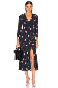 Rixo London Katie Dress In Black,floral,purple