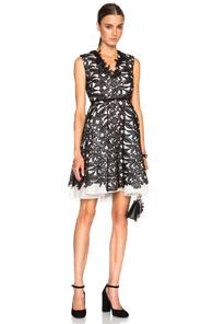 Giambattista Valli Macrame Lace Dress In Black,white,floral