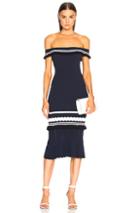 Jonathan Simkhai Ruffle Off Shoulder Midi Dress In Blue,stripes