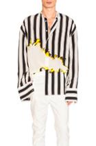 Haider Ackermann Oversized Shirt In White,black,stripes