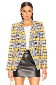 Veronica Beard Miller Dickey Jacket In Gray,plaid,yellow