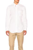 Thom Browne Classic Poplin Button Down With Ribbon Placket In White